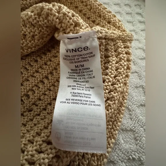 Vince Crochet Cardigan Sweater in Straw Tan Size Medium V733478715 Retail $395 - Picture 13 of 16